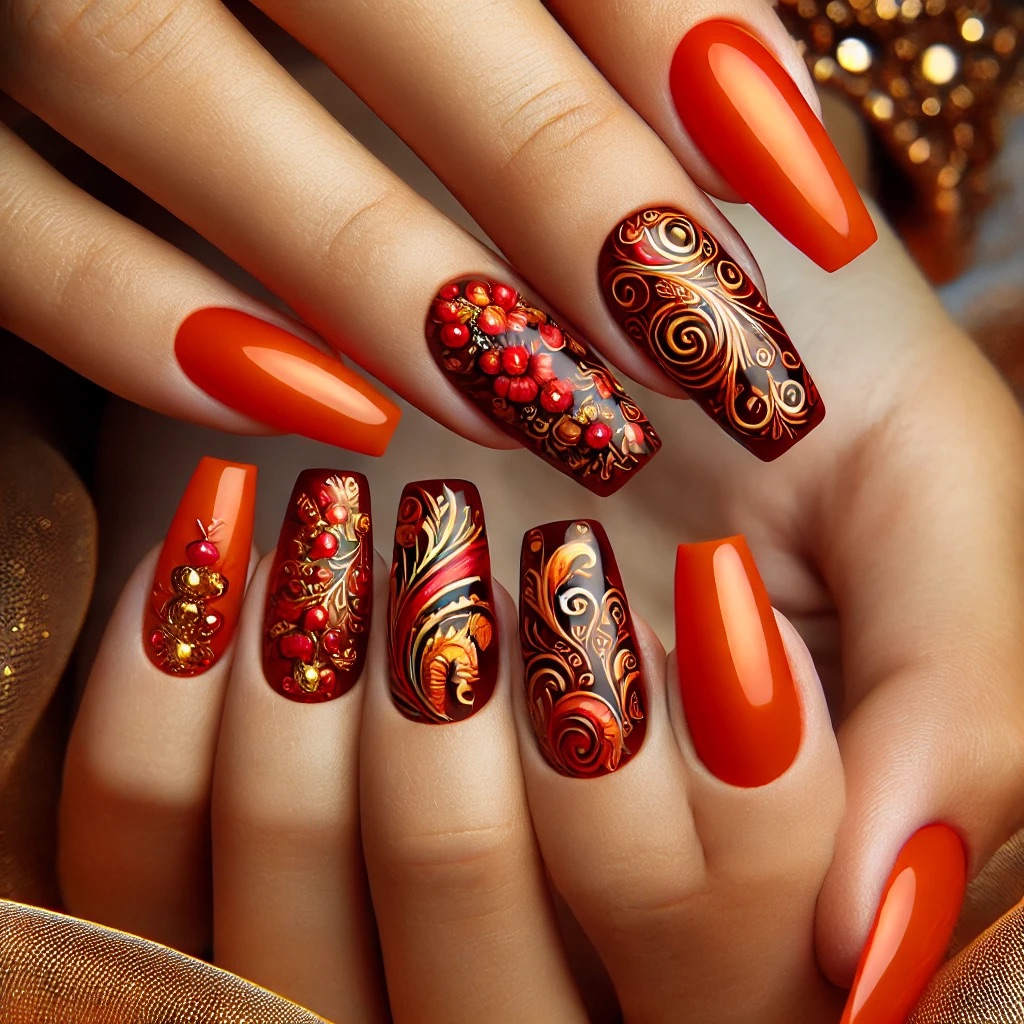 15 Cute Orange Bridal Nail Designs